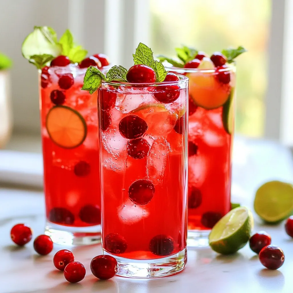 Sparkling Cranberry Mocktail Refreshing Festive Drink