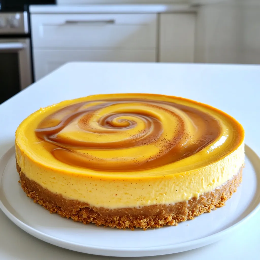 Pumpkin Cheesecake Caramel Swirl Creamy Dessert Delight