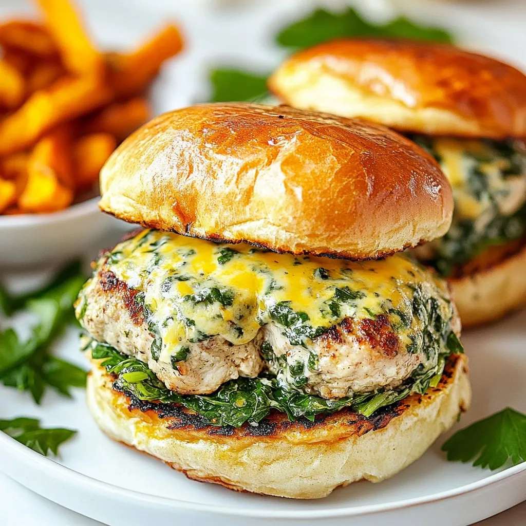White Cheddar Spinach Chicken Burgers Flavorful Dish