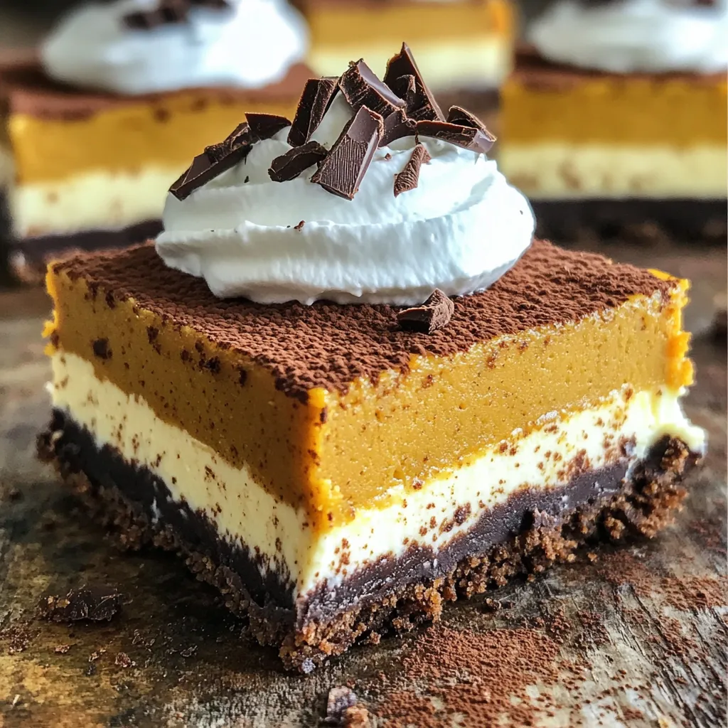 No-Bake Chocolate Pumpkin Cheesecake Bars Delight