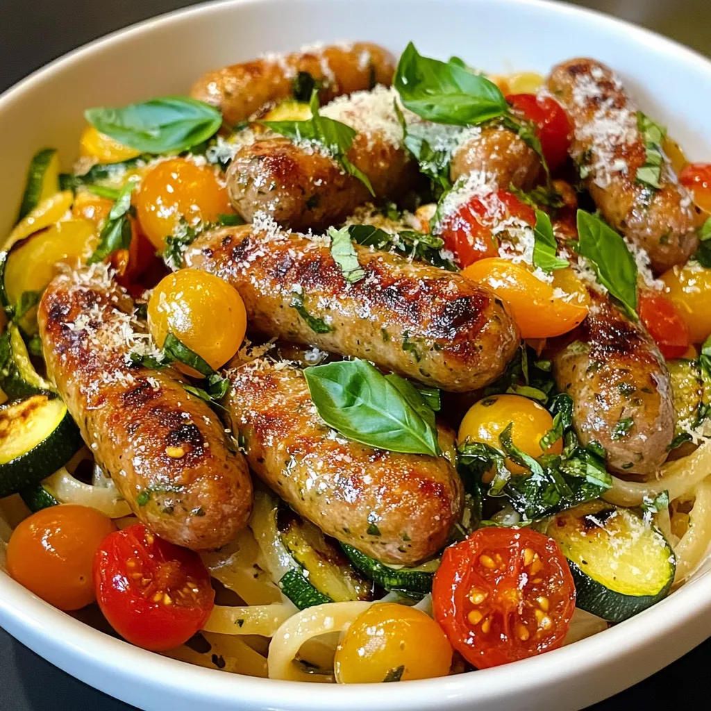 Chicken Sausages with Zucchini and Pasta Delight