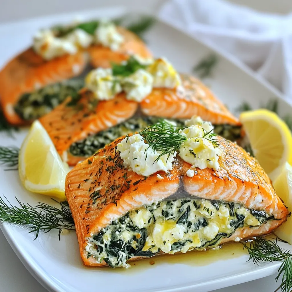 Stuffed Salmon with Spinach and Feta Delight
