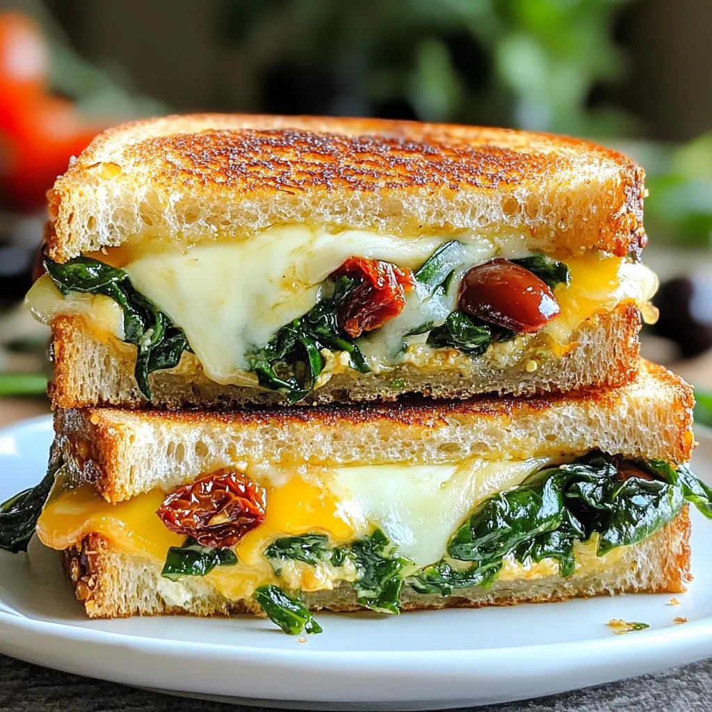 Mediterranean Spinach Grilled Cheese Delightful Meal