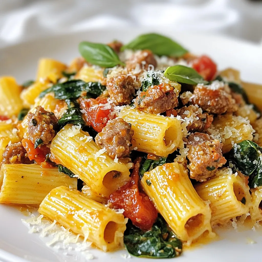 Sausage Rigatoni with Spinach Flavorful Dinner Delight