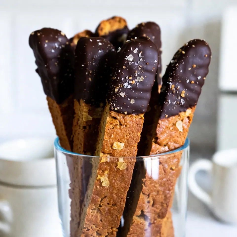 Chocolate Dipped Gingerbread Biscotti Delightful Treat