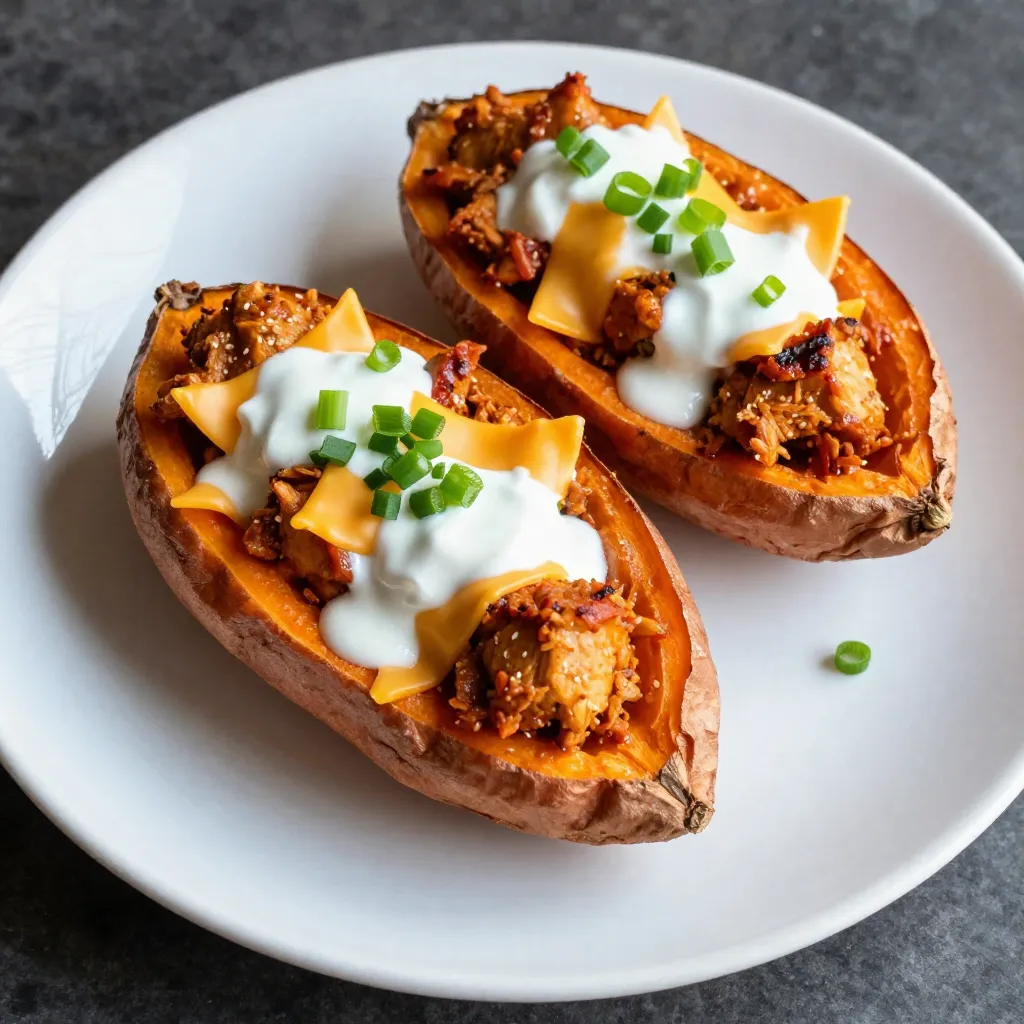 Buffalo Chicken Stuffed Sweet Potatoes Flavorful Dish