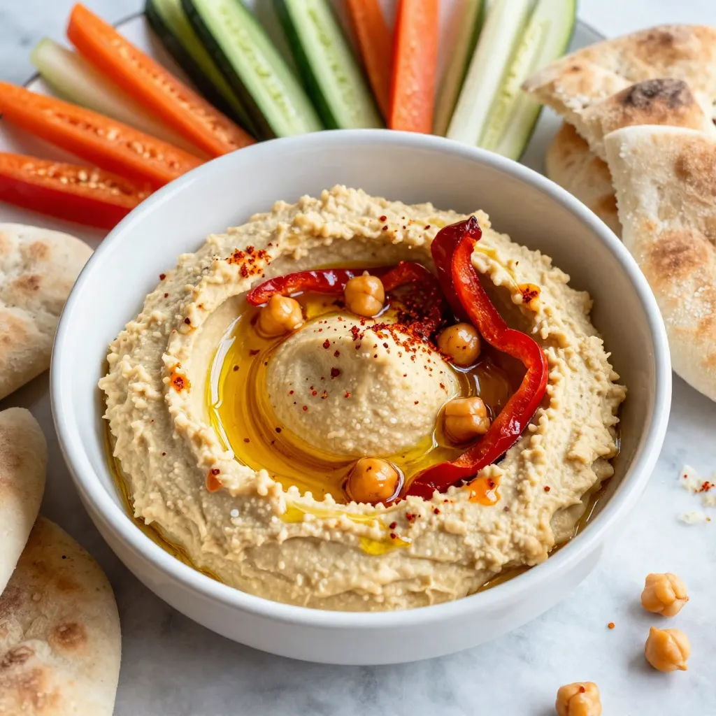 Roasted Red Pepper Hummus Flavorful and Smooth Dip