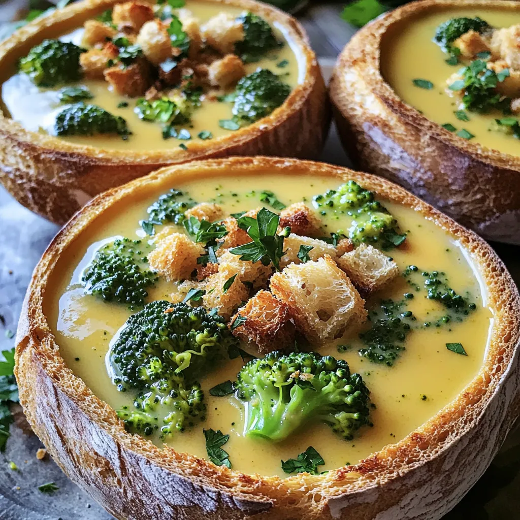 Satisfying Broccoli Cheddar Soup Bread Bowls Recipe