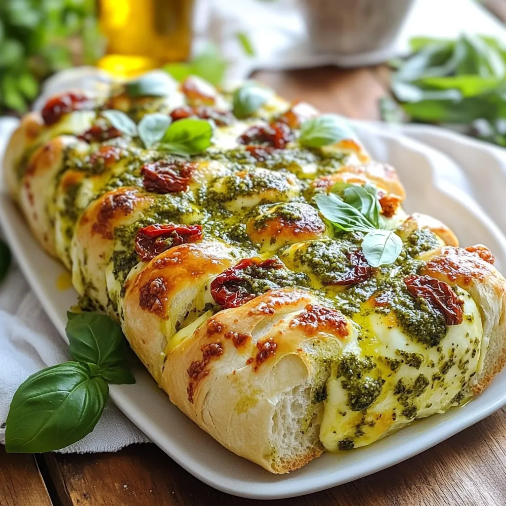 Pesto Mozzarella Stuffed Bread Irresistible Delight