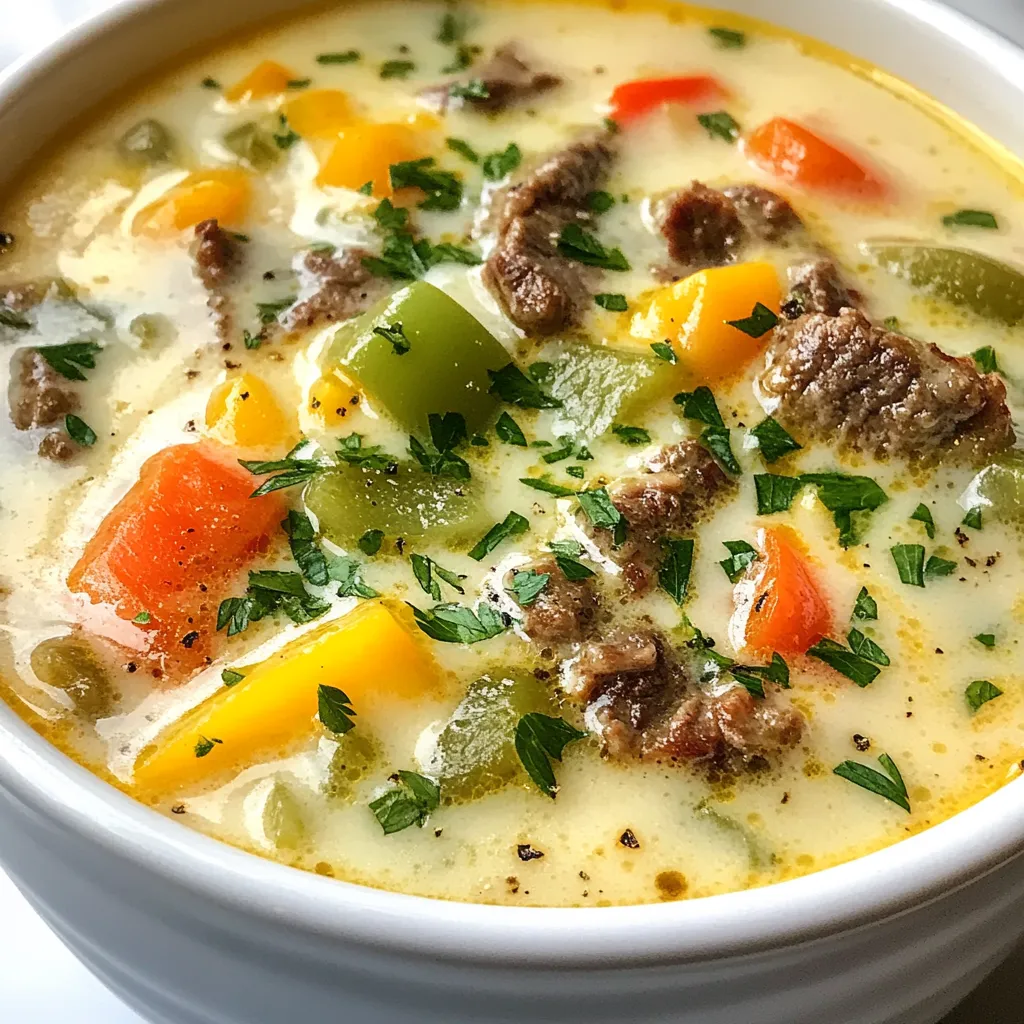 Philly Cheesesteak Soup Hearty and Flavorful Delight