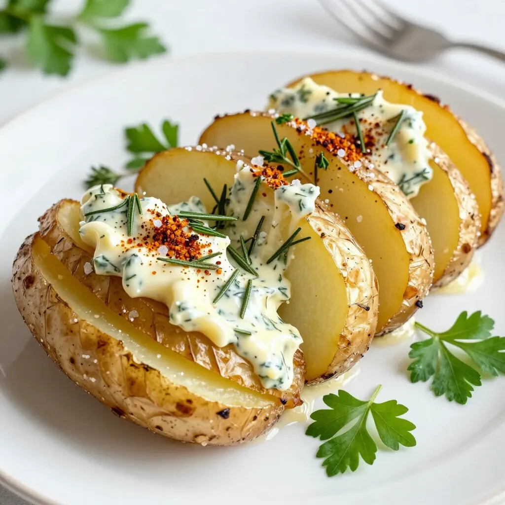 Herb Butter Hasselback Potatoes Deliciously Crispy Dish