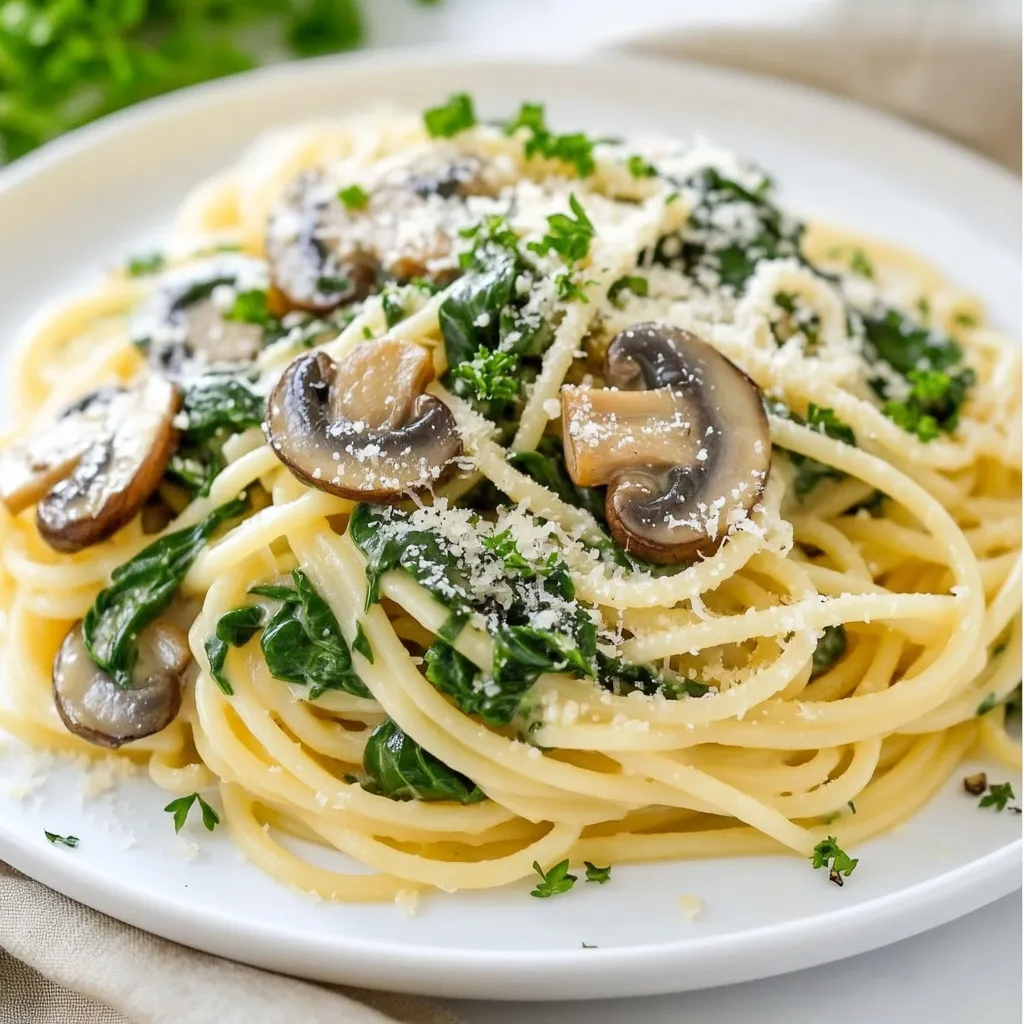 Spinach Mushroom Pasta Simple Creamy Dinner Delight