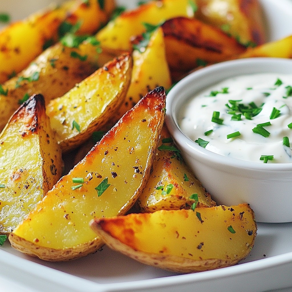 Crispy Potato Wedges with Herbed Dipping Sauce Delight