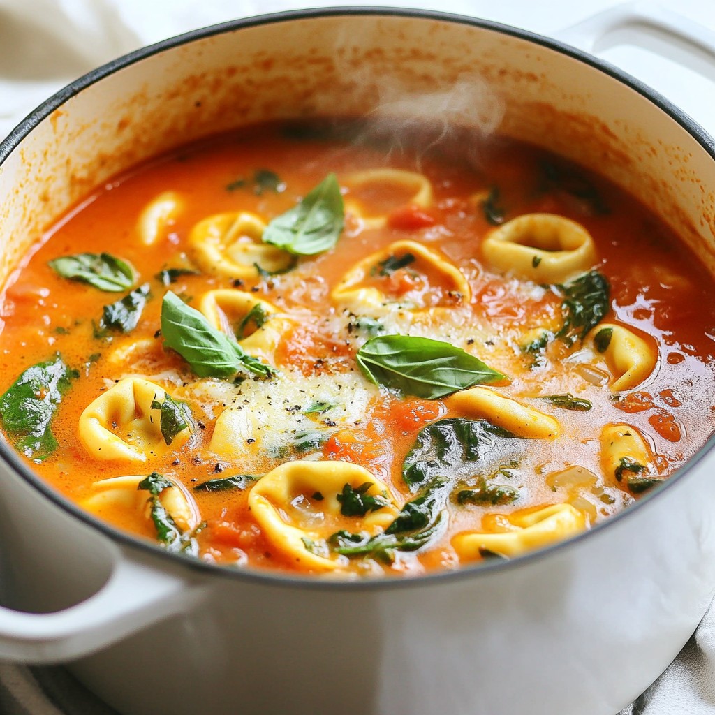 One Pot Tomato Basil Tortellini Soup Comfort Meal