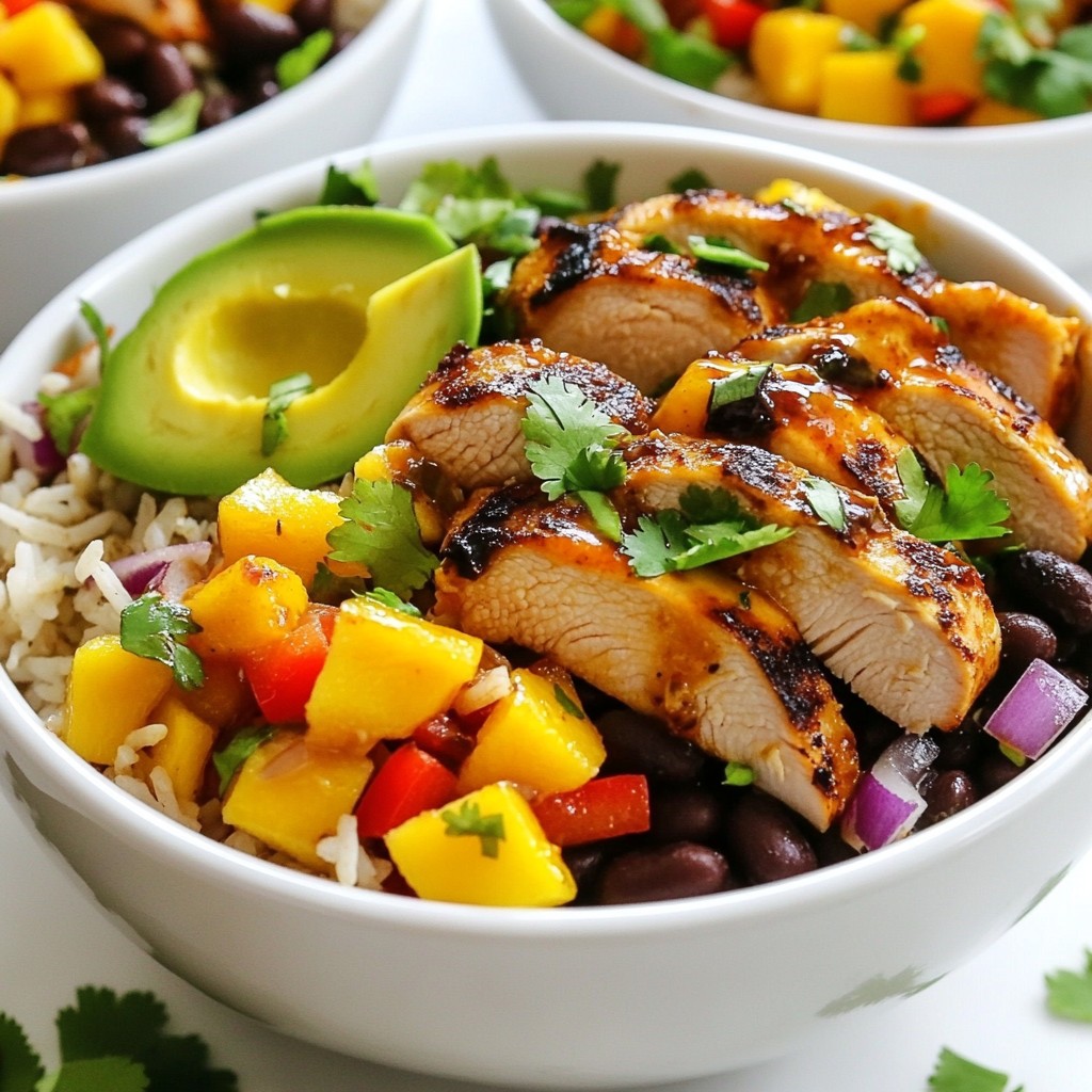Spicy Mango Chicken Burrito Bowls Flavorful Delight