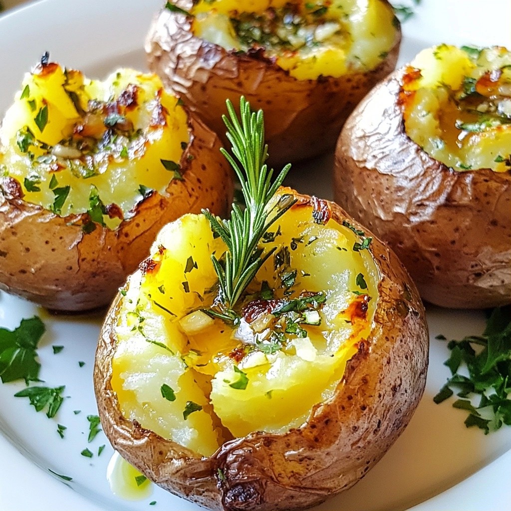 Herbed Baked Potato with Garlic Crisp Delight