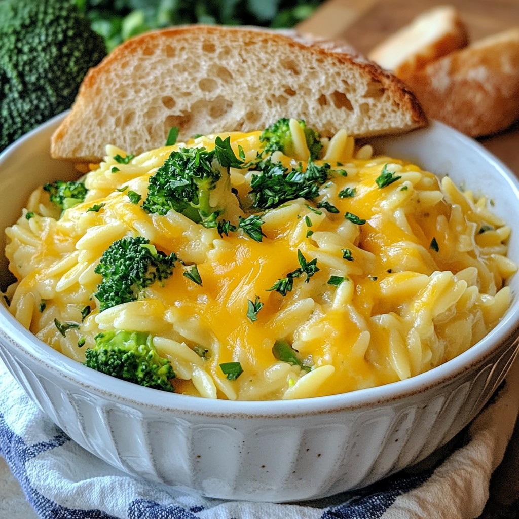 Creamy Broccoli Cheddar Orzo Simple Comfort Dish
