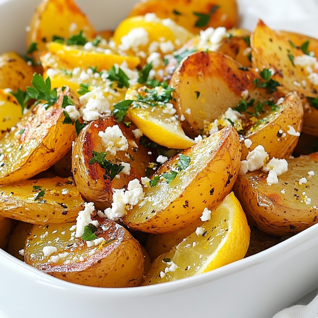 Lemon Herb Potato Wedges with Feta Crispy Delight