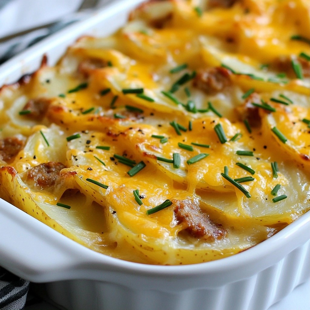 Hearty Potato Casserole with Turkey Sausage Delight