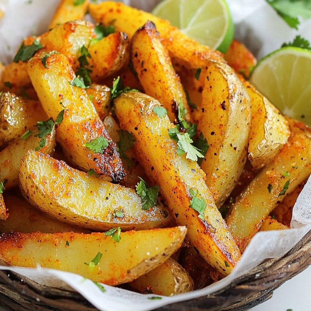 Spicy Crispy Potato Fries with Cilantro Delight