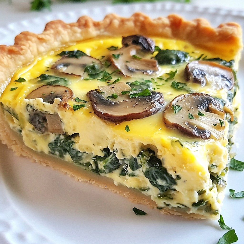 Mushroom Spinach Swiss Quiche Deliciously Savory Dish