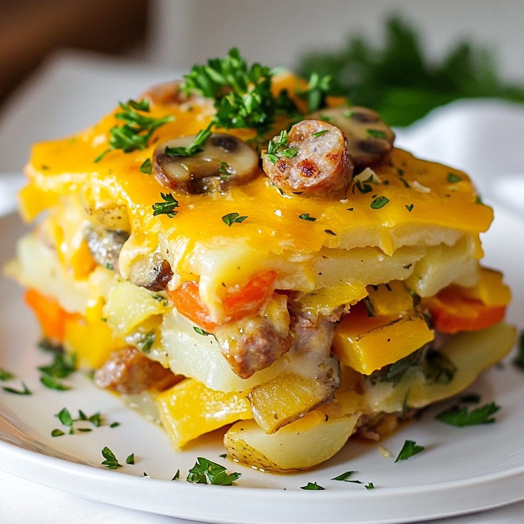 Vegetable Potato Casserole with Chicken Sausage Delight