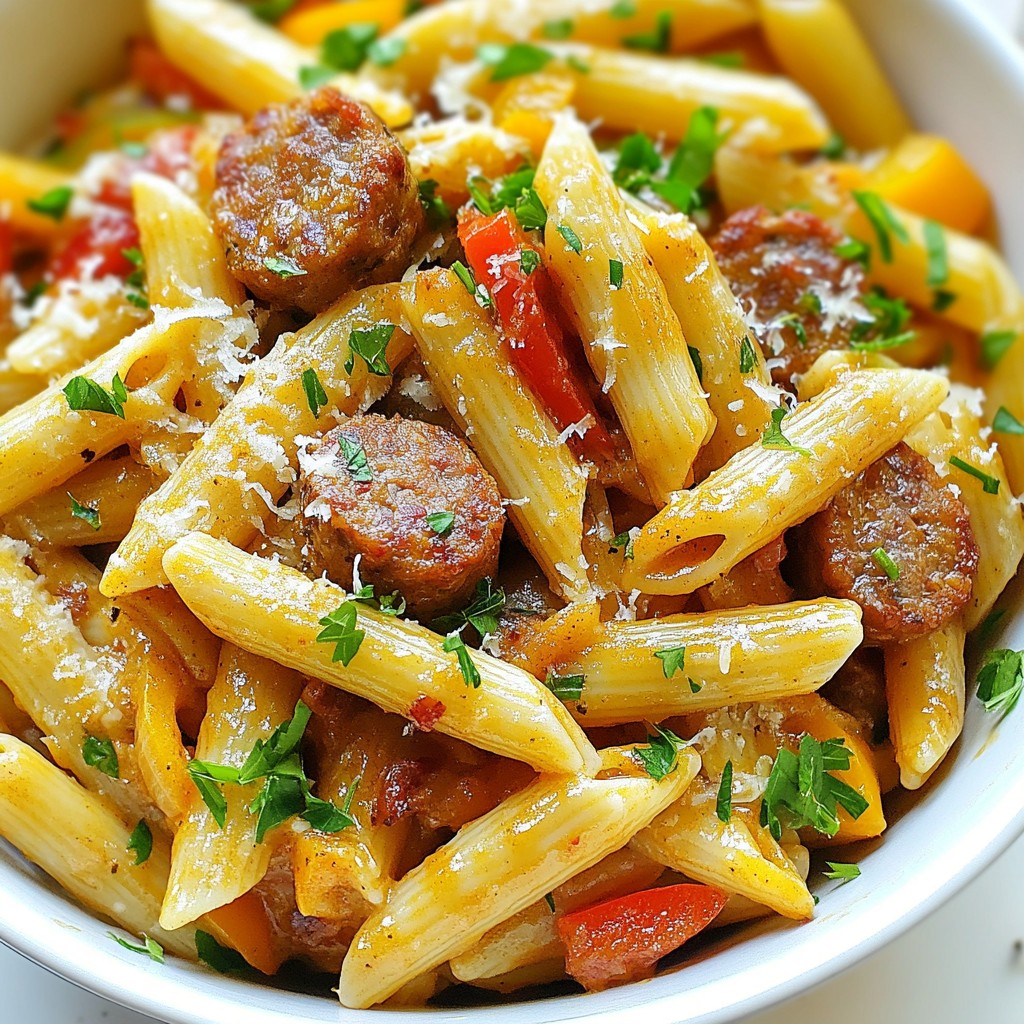 Creamy Cajun Sausage Pasta Rich and Flavorful Dish