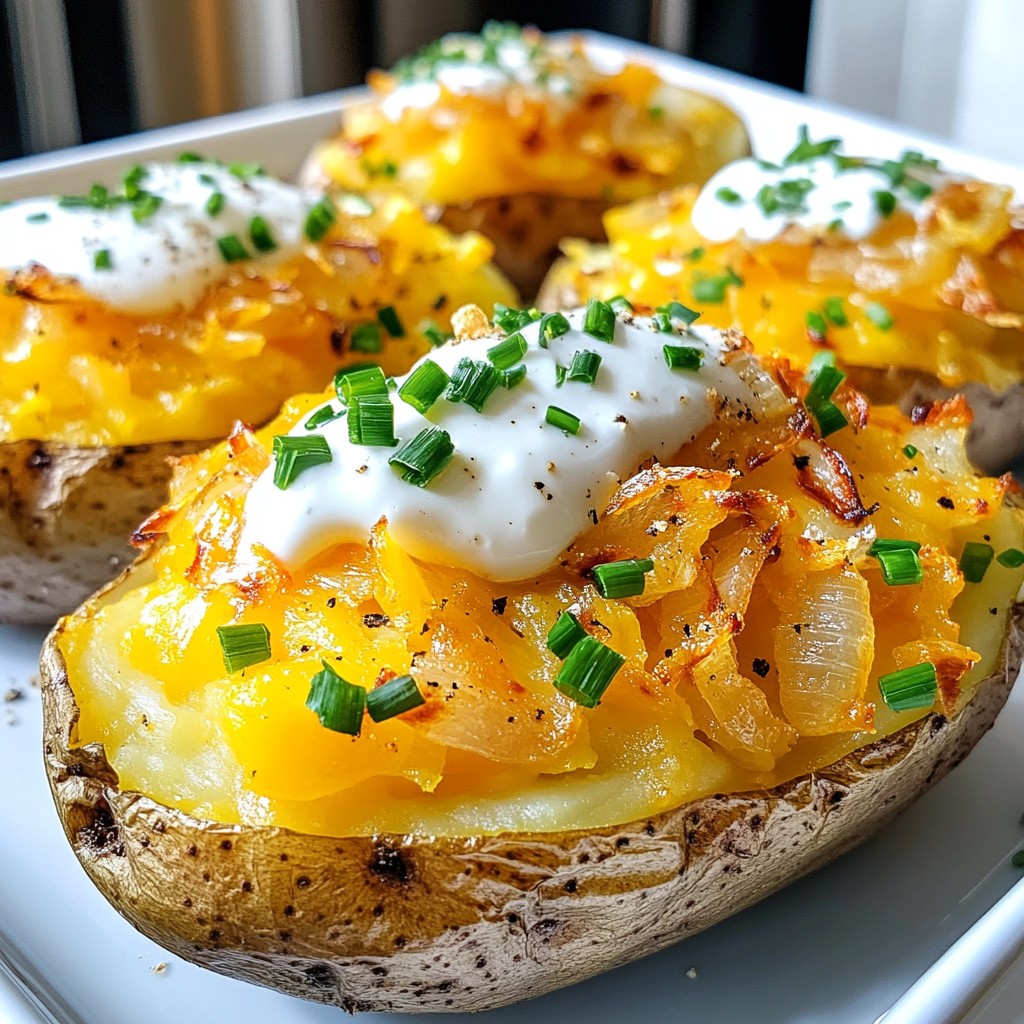 Baked Potato with Caramelized Onions Easy Delight