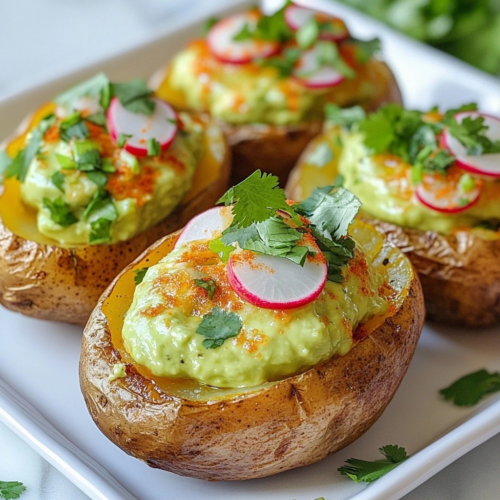 Baked Potato with Sriracha and Avocado Cream Delight