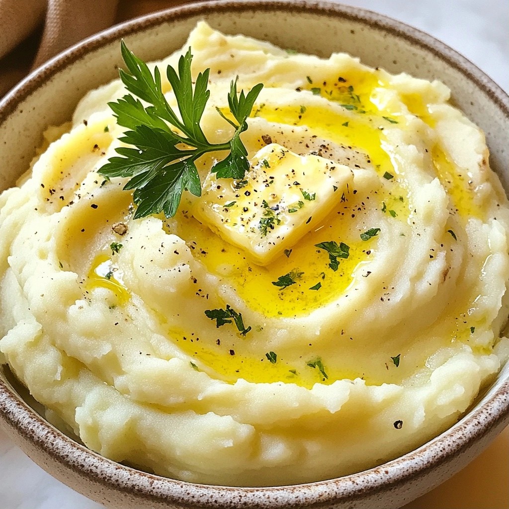 Fluffy Mashed Potato with Garlic Herb Butter Recipe