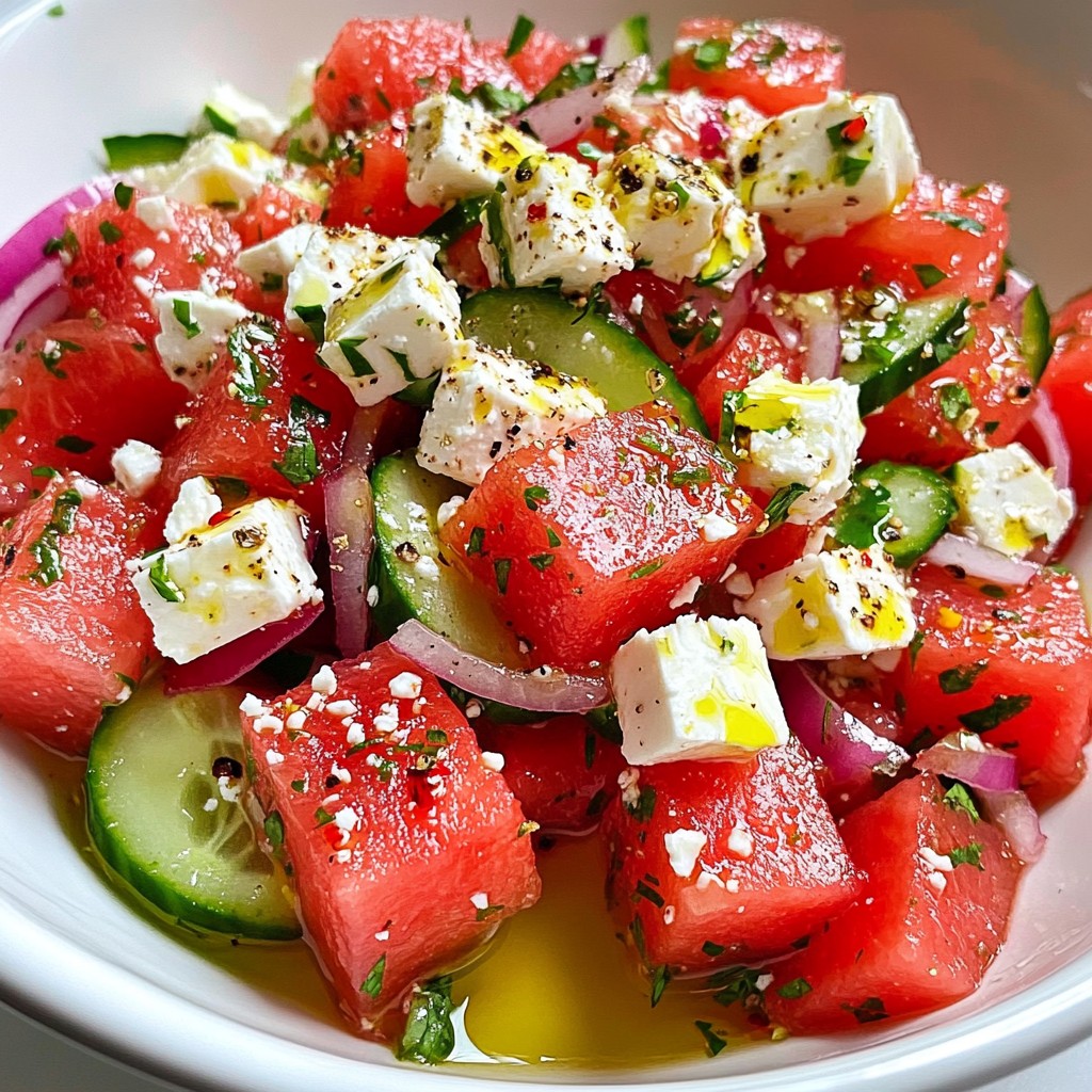 Greek Watermelon Feta Salad Fresh and Flavorful Dish