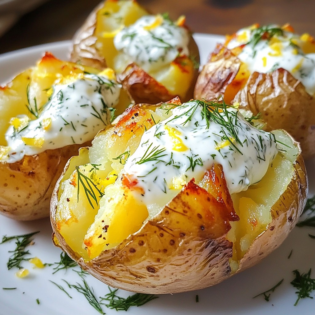 Herbed Baked Potato with Yogurt Dill Sauce Delight