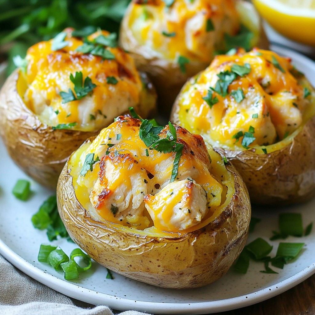 Stuffed Baked Potato with Lemon Herb Chicken Delight
