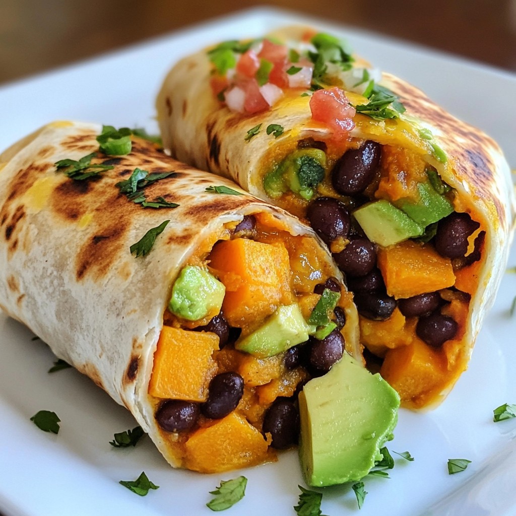 Savory Sweet Potato Black Bean Burritos Recipe