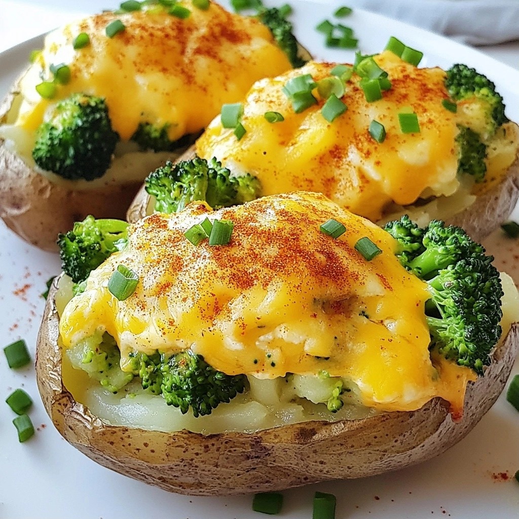 Baked Potato with Creamy Broccoli and Cheddar Delight