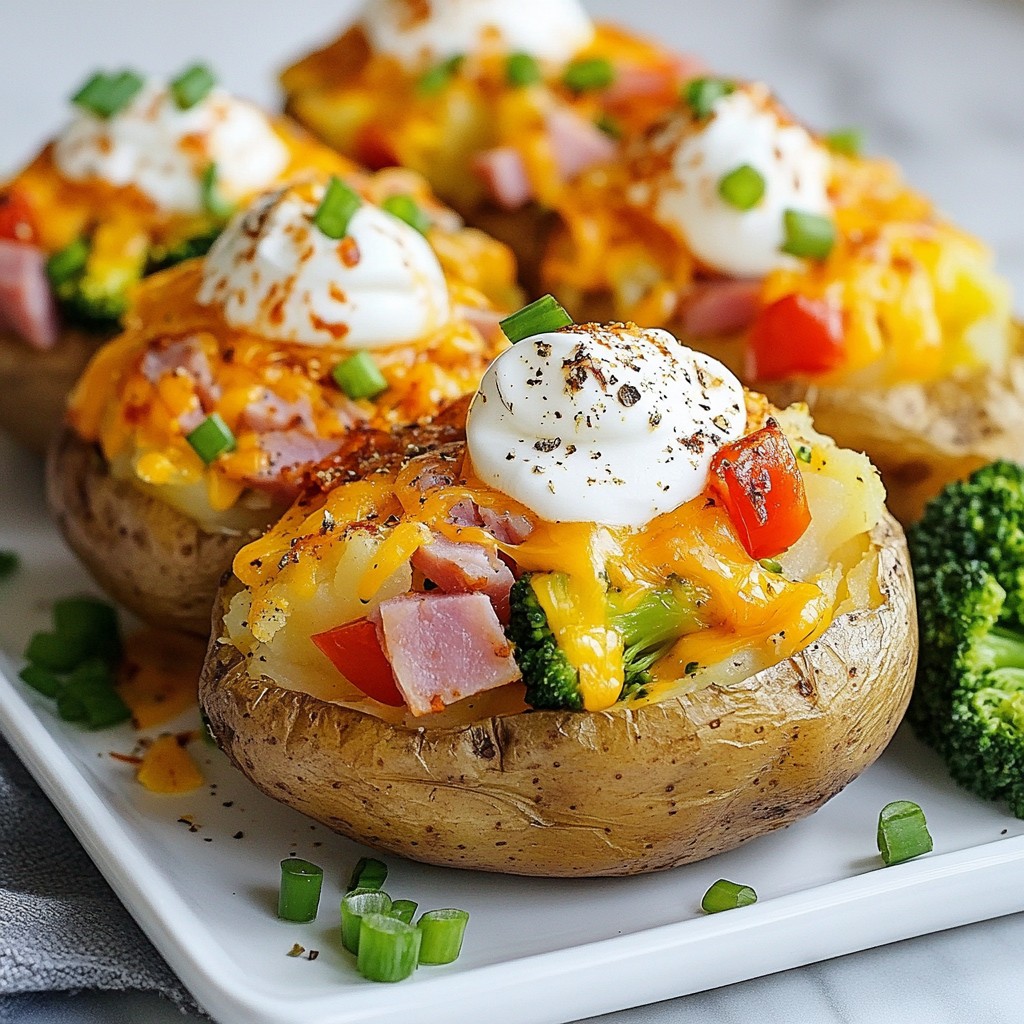 Loaded Baked Potato with Turkey Ham and Veggies Delight