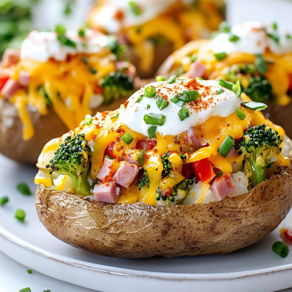Loaded Baked Potato with Turkey Ham and Veggies Delight