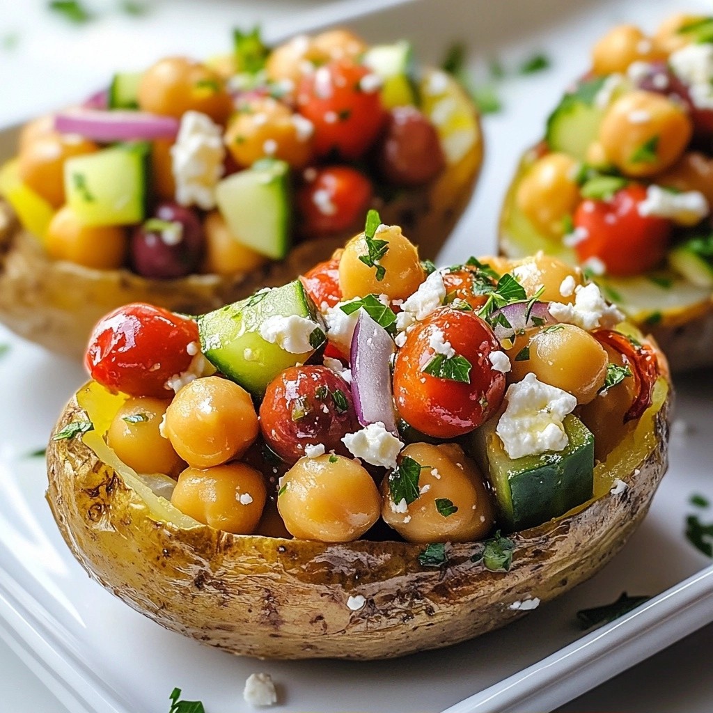 Baked Potato with Mediterranean Chickpea Salad Delight