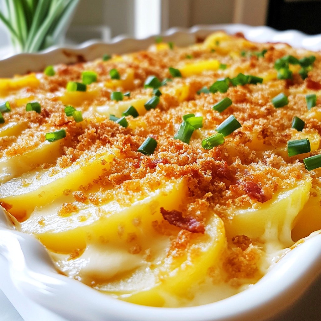 Cheesy Potato Casserole with Turkey Bacon Delight