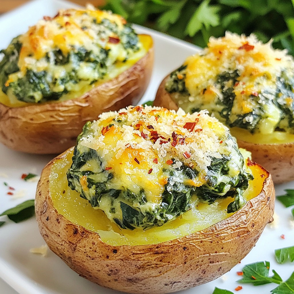 Stuffed Baked Potato with Spinach and Ricotta Delight