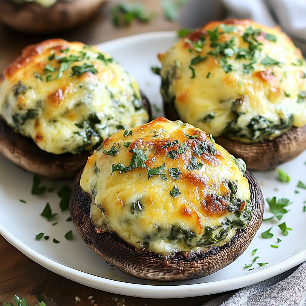Cheesy Spinach Stuffed Mushrooms Delicious Appetizer