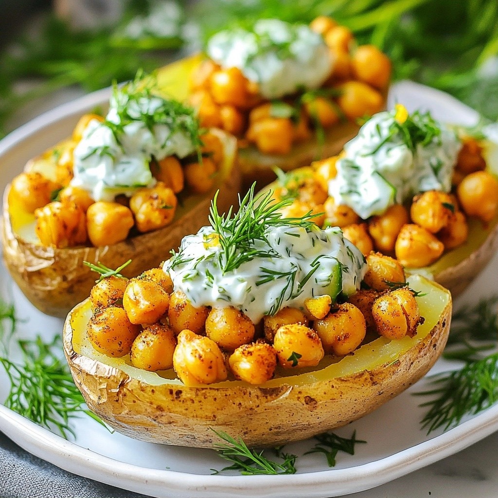Stuffed Baked Potato with Chickpeas and Tzatziki Delight