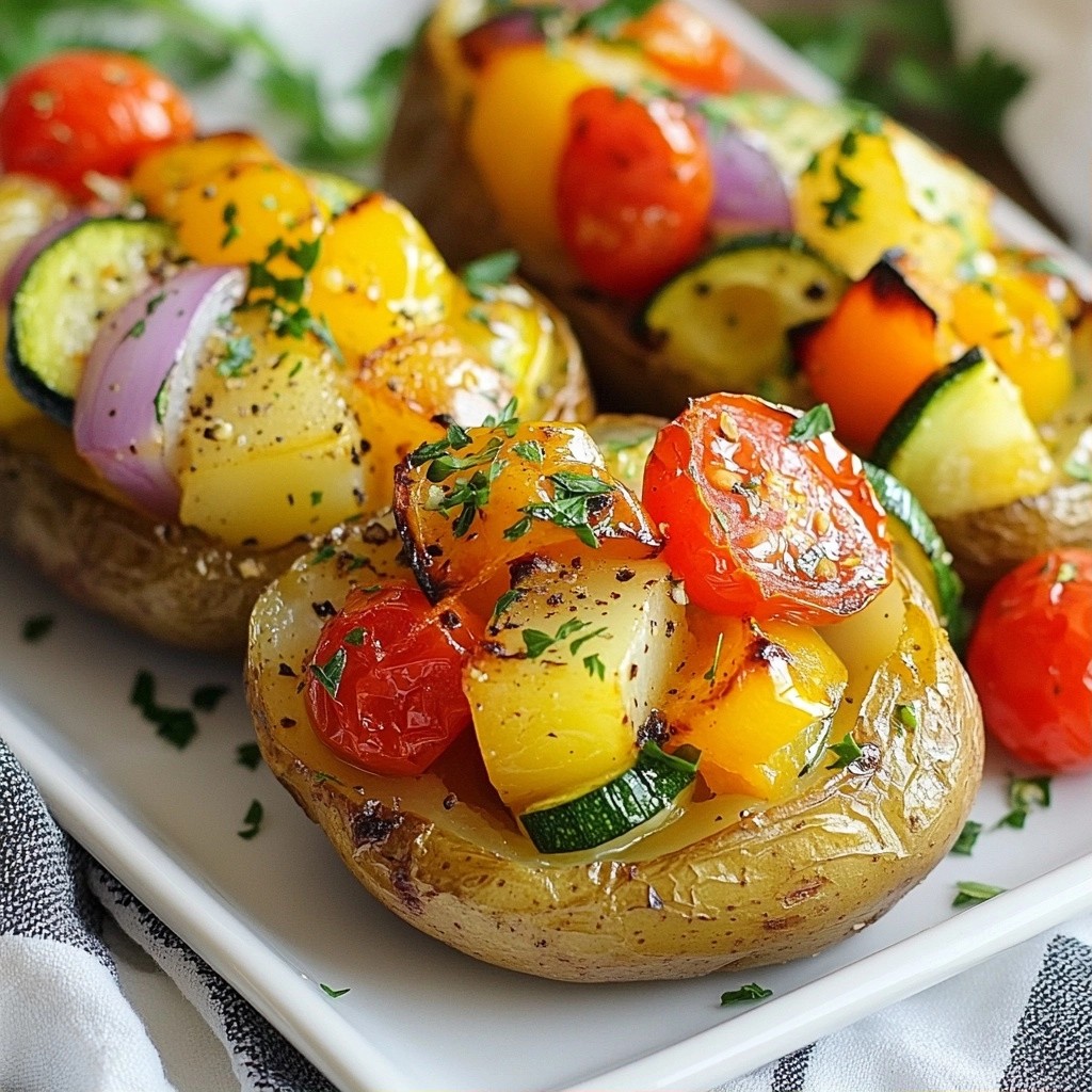 Baked Potato with Roasted Veggies and Herbs Delight