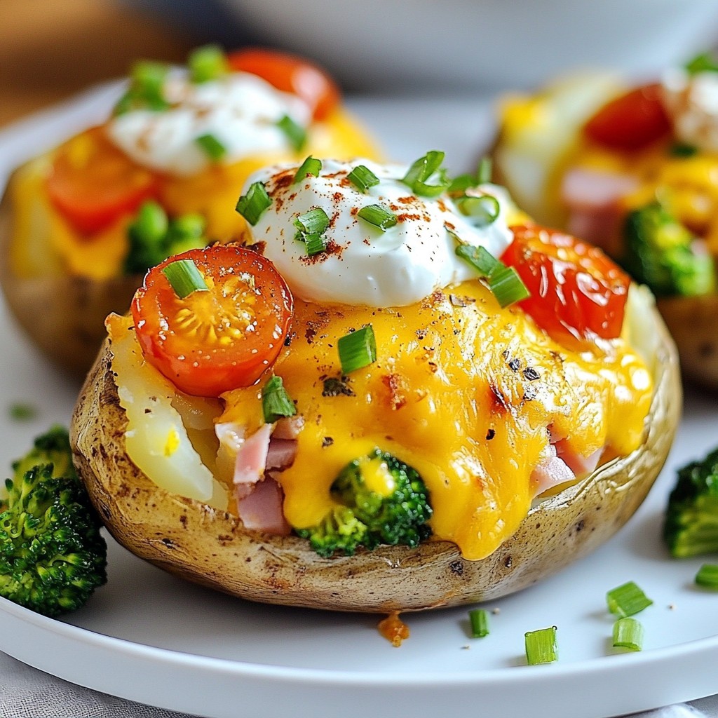 Loaded Baked Potato with Turkey Ham and Veggies Delight