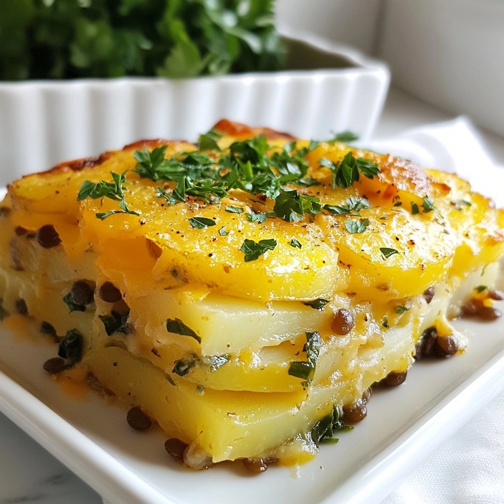Hearty Potato Casserole with Lentils and Spinach Delight