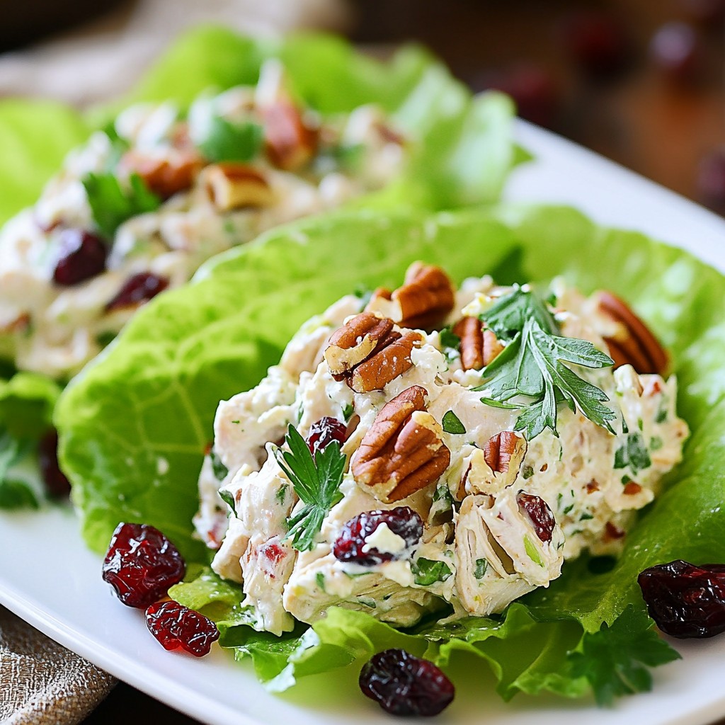 Cranberry Pecan Chicken Salad Lettuce Wraps Delight