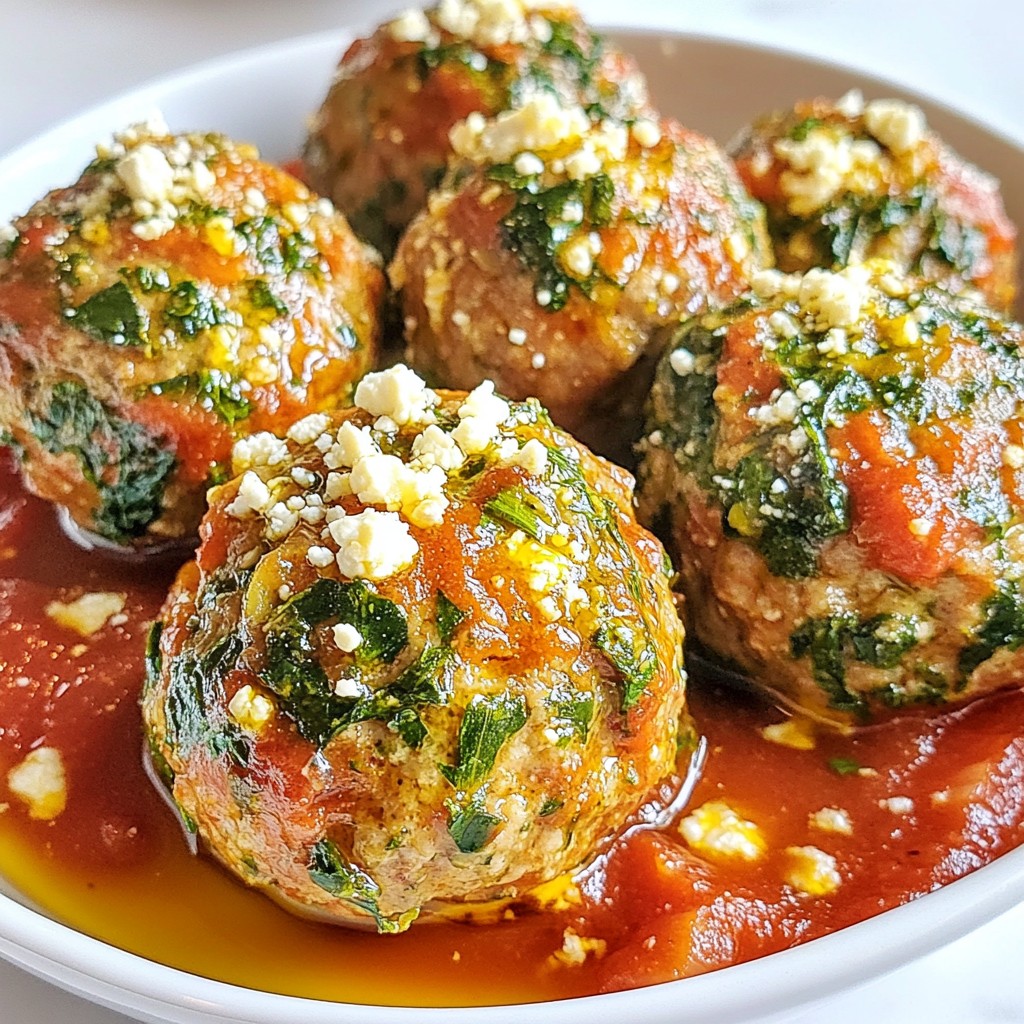 Spinach Feta Turkey Meatballs Healthy Dinner Idea